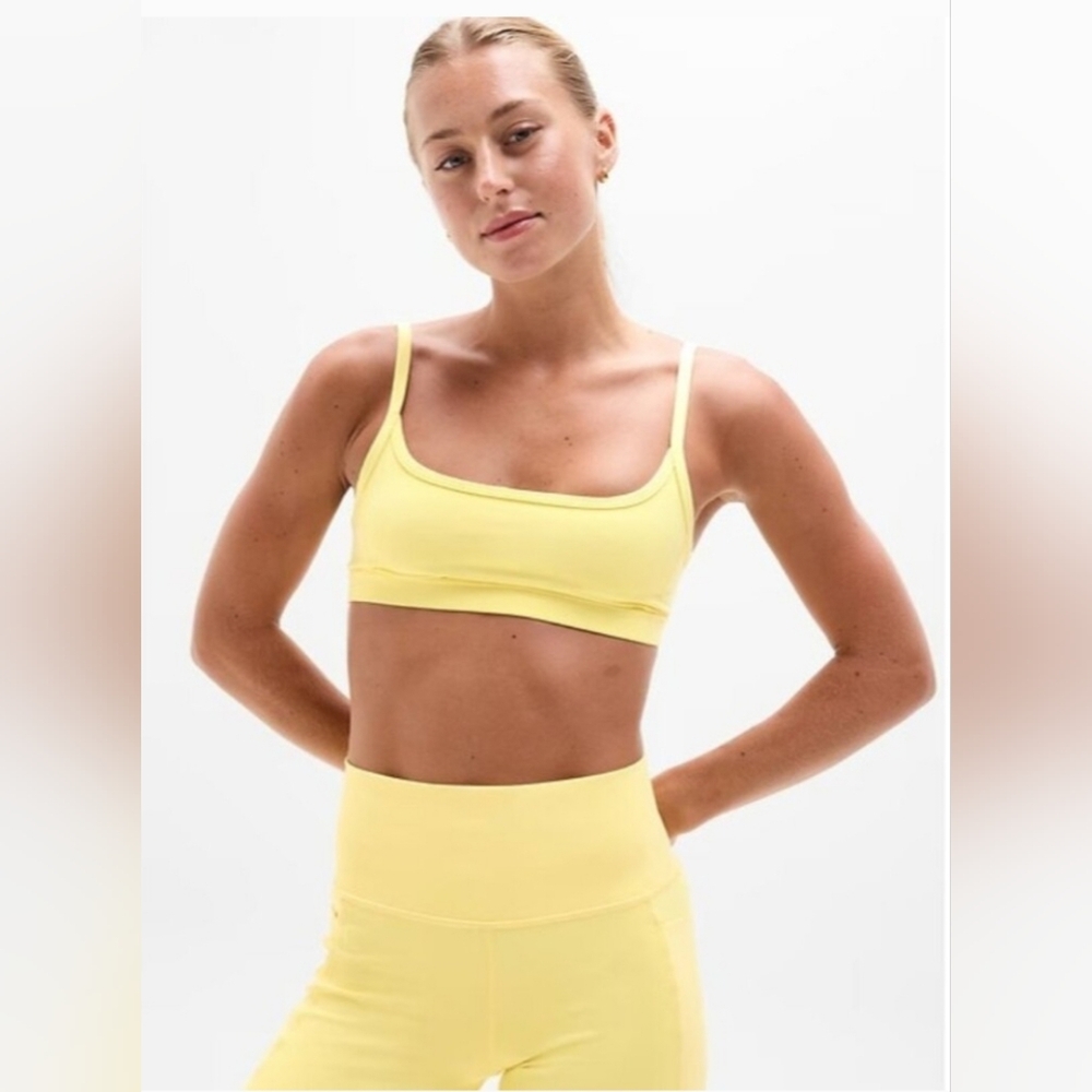 Athleta Yellow Citron Salutation Square Sports Bra Size XS DD BNWT